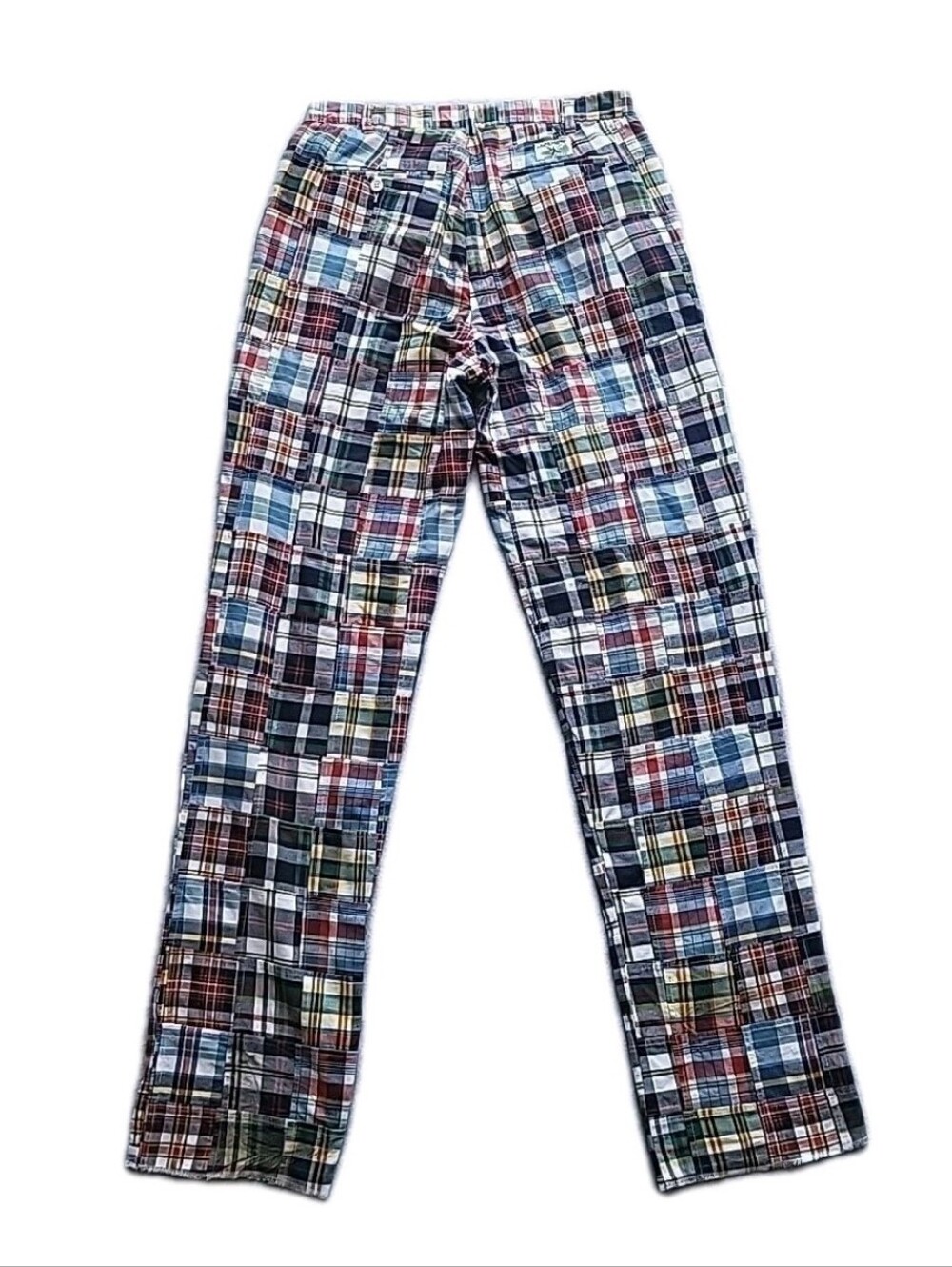 Castaway Nantucket Island Pants Mens 34 Multicolor Madras Plaid Patchwork Cotton - Picture 4 of 13